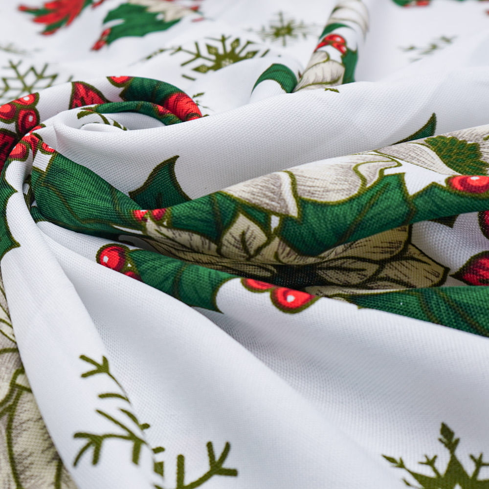 Tecido toalha de mesa branco natalino floral