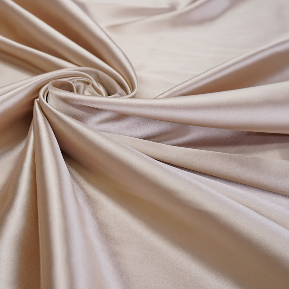 Tecido cetim toque de seda com elastano nude