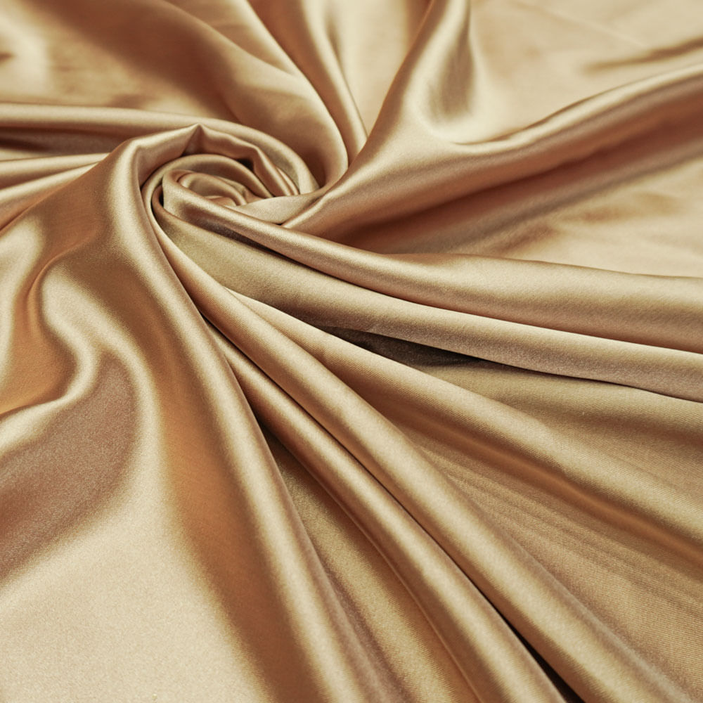 Tecido cetim com elastano dourado