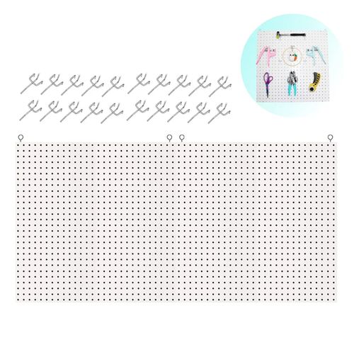 2 Chapas Placa de Eucatex Branco Perfurado Pegboard Expositor Painel 60x120cm com 20 Ganchos