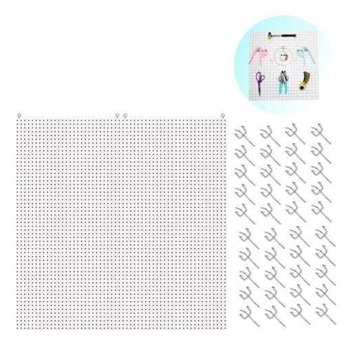 4 Chapas Placa de Eucatex Branco Perfurado Pegboard Expositor Painel 120x120cm com 40 Ganchos