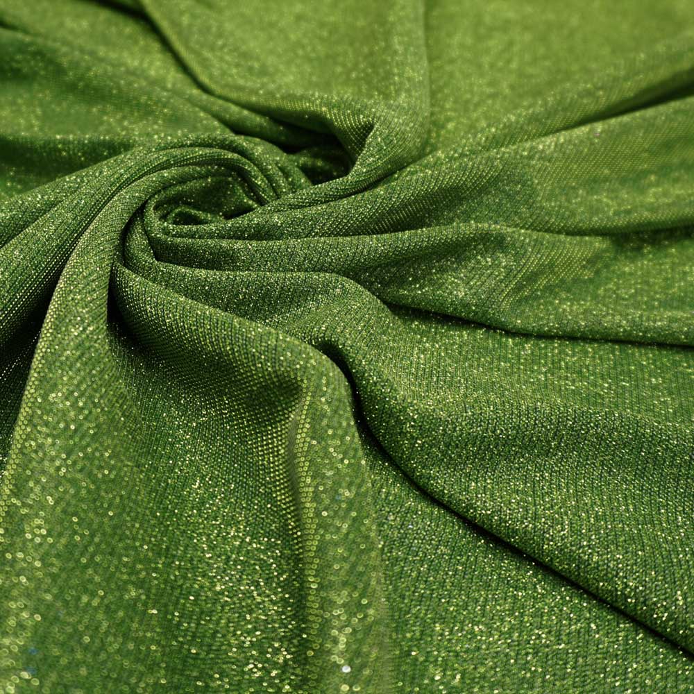 Tecido malha acetinado lurex verde furta cor verde