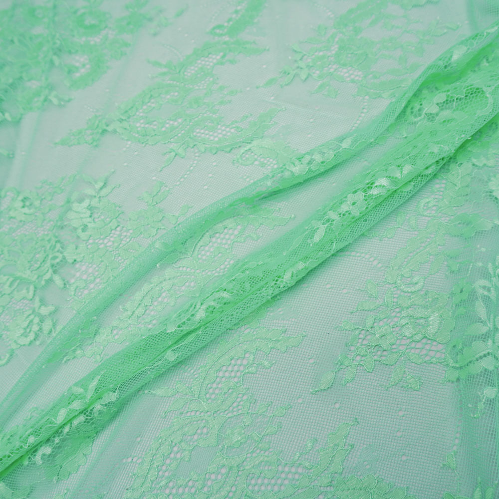Tecido renda chantilly verde - und 150 x 190cm