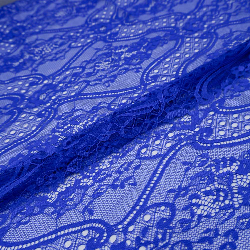 Tecido renda chantilly azul royal - und 145cm x 145cm