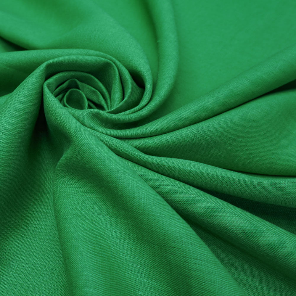 Tecido linho puro verde bandeira claro