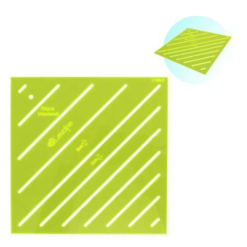 Régua Para Matelassê Quit Reto Com 2 e 3 Cm 20x20cm Verde