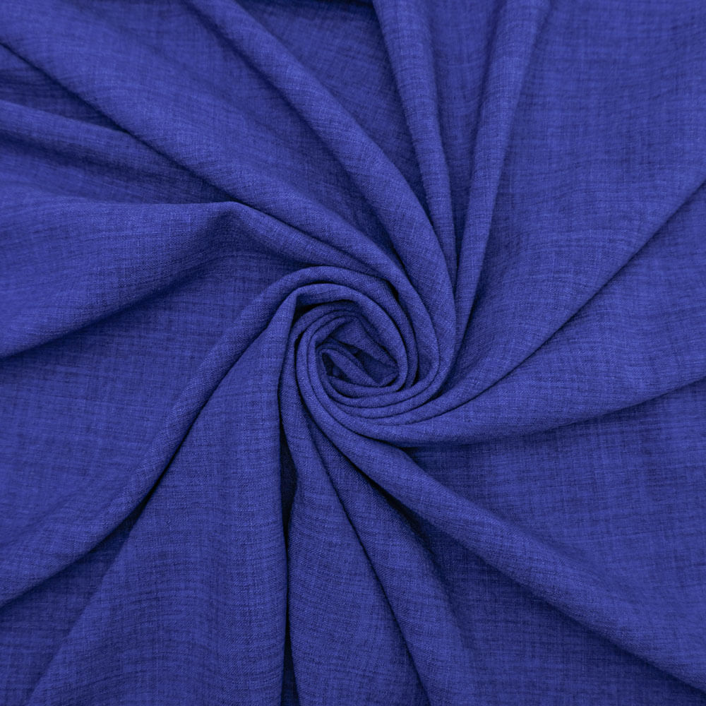 Tecido poliéster com textura de linho azul royal