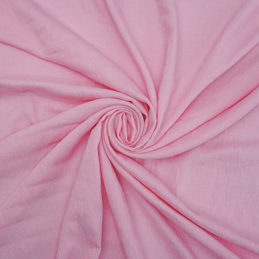 Tecido viscose twill com textura de linho leve rosa