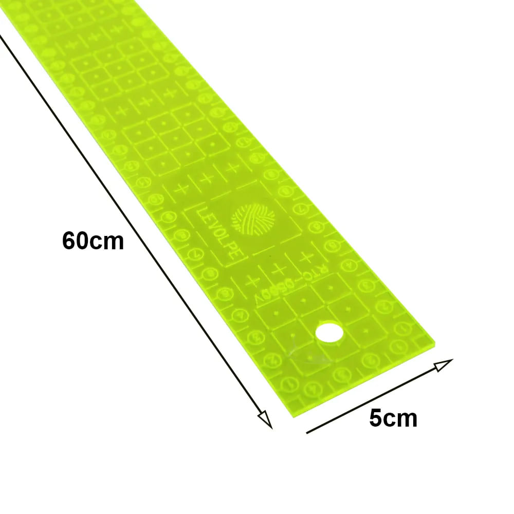 Régua Corte Para Patchwork Scrapbook 5x60cm Acrílico Verde Gravado à Laser