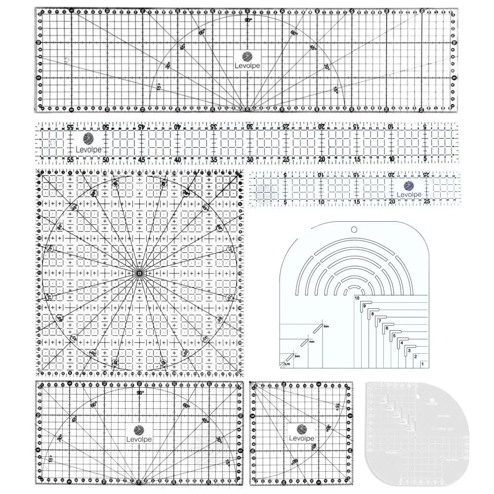 Kit 8 Réguas Patchwork Scrapbook 5x30 5x60 30x30 Caixa de Leite