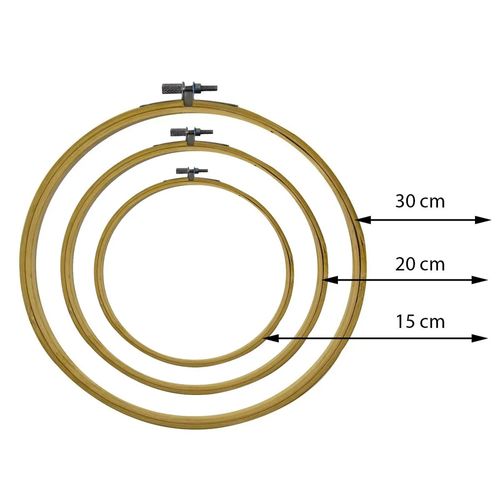 Kit Bastidor Madeira Com Tarraxa - 3 Tamanhos 15 20 e 30 cm