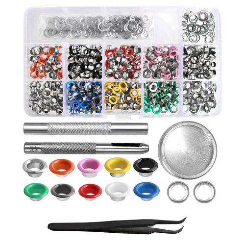 Kit Aplicador Manual Ilhós E Vazador + 400 Ilhós Coloridos