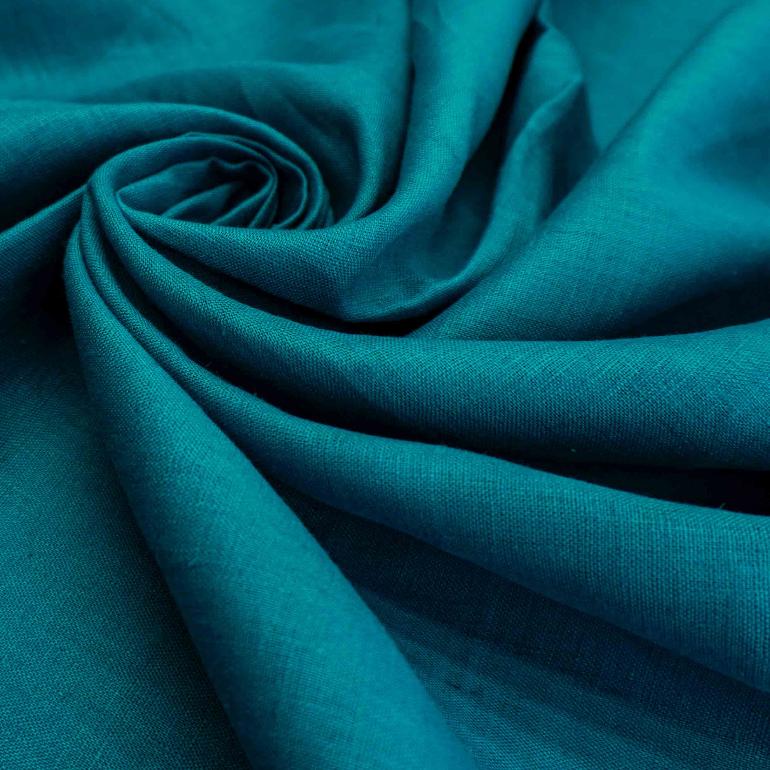 Tecido linho puro azul turquesa