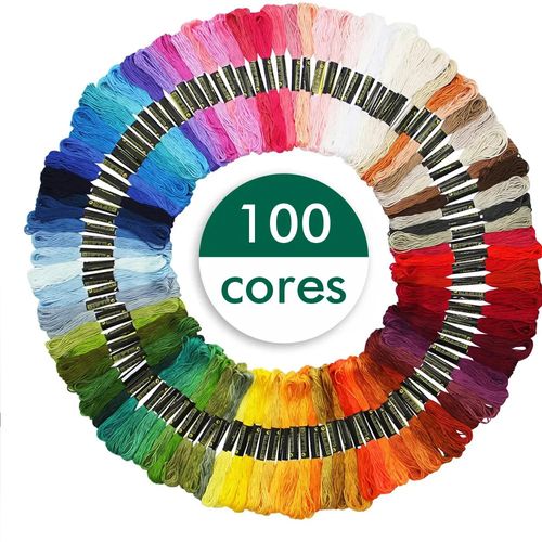 Kit 100 Meadas Para Bordado Diversas Cores Sortidas 8 metros - 6 Fios