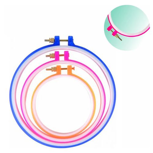 Kit 3 Bastidores Para Bordado Manual Ponto Russo Com Tarracha