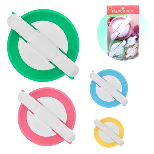 Kit Faz Pompom Redondo 4 Medidas Artesanato