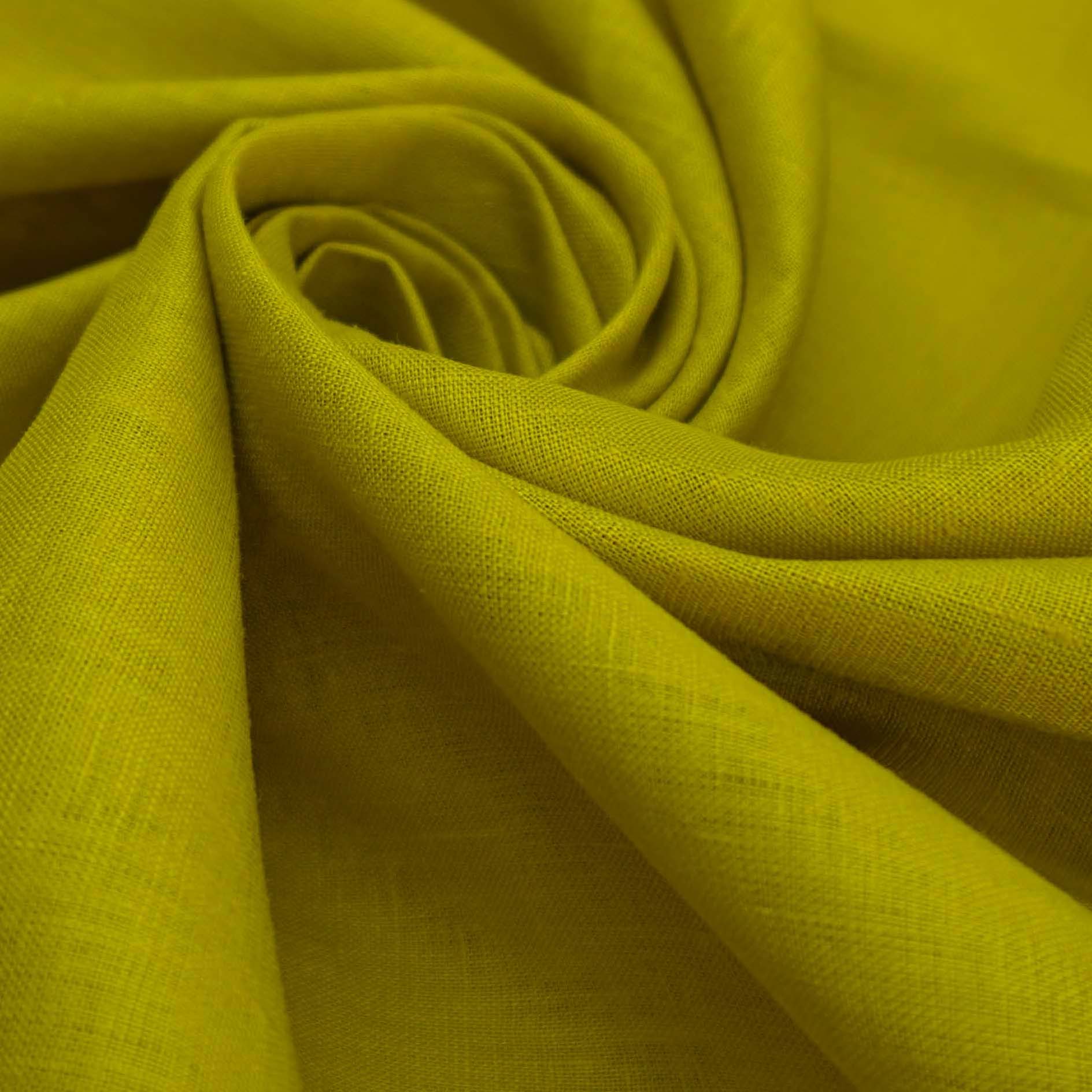 Tecido cambraia de linho amarelo esverdeado