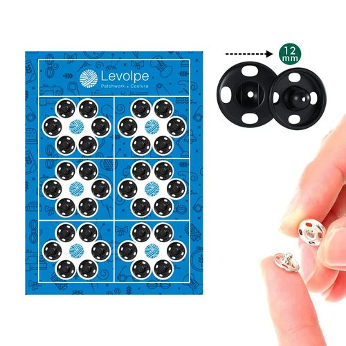 Cartela Com 36 Colchetes Pretos De Pressão Artesanato 12mm