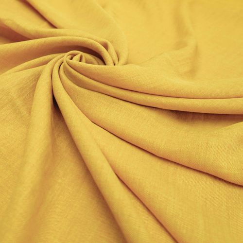 Tecido alfaiataria com textura de linho amarelo mostarda