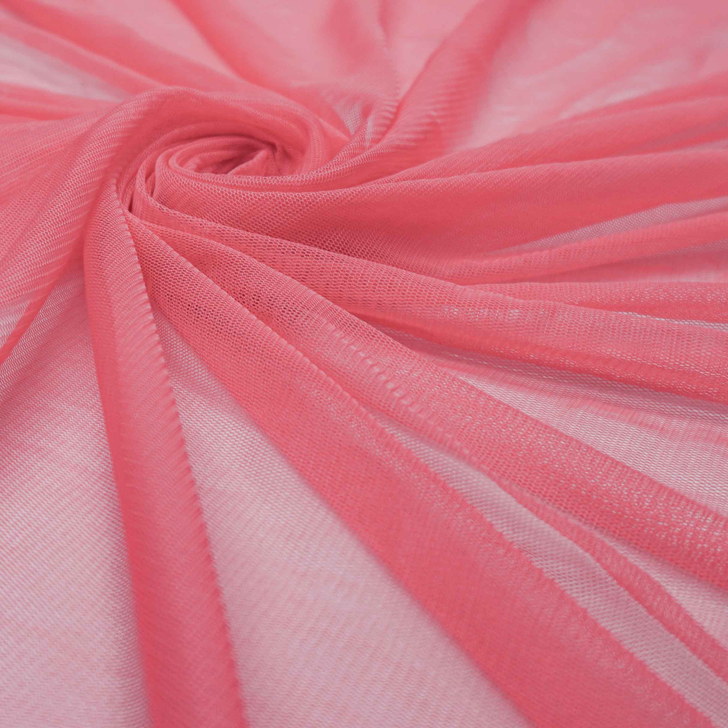 Tecido tule encorpado poliamida rosa goiaba