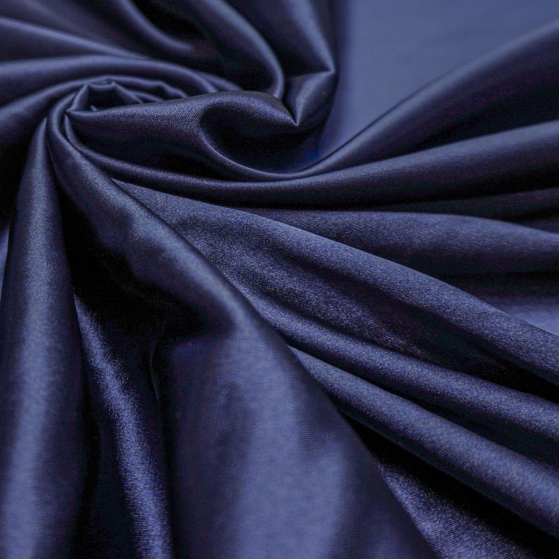 Tecido cetim toque de seda com elastano azul marinho