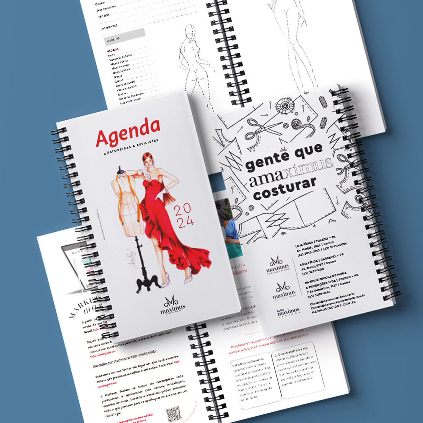 Agenda caderno de medidas e desenho para costureira 2022