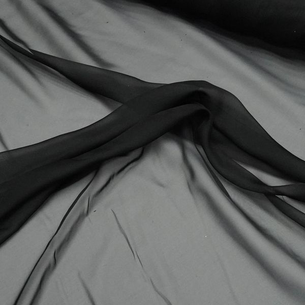 Tecido gazar toque de seda preto und 100cm x 150cm