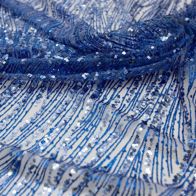 Tecido renda tule com paetê glitter azul serenity und 45cm x 150cm