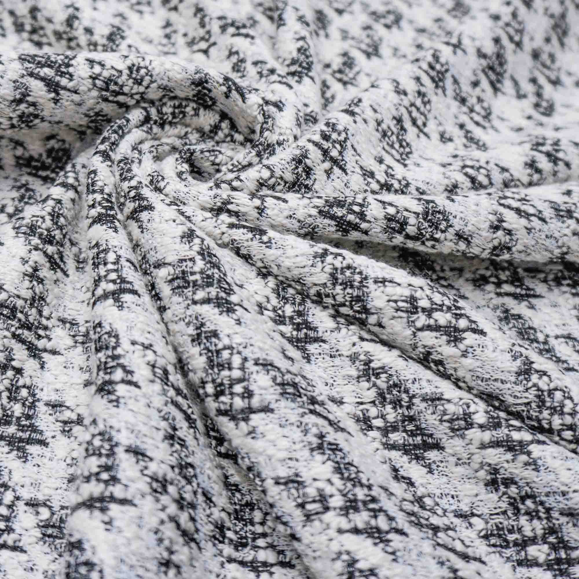 Tecido tweed de malha estampado pied poule preto/branco