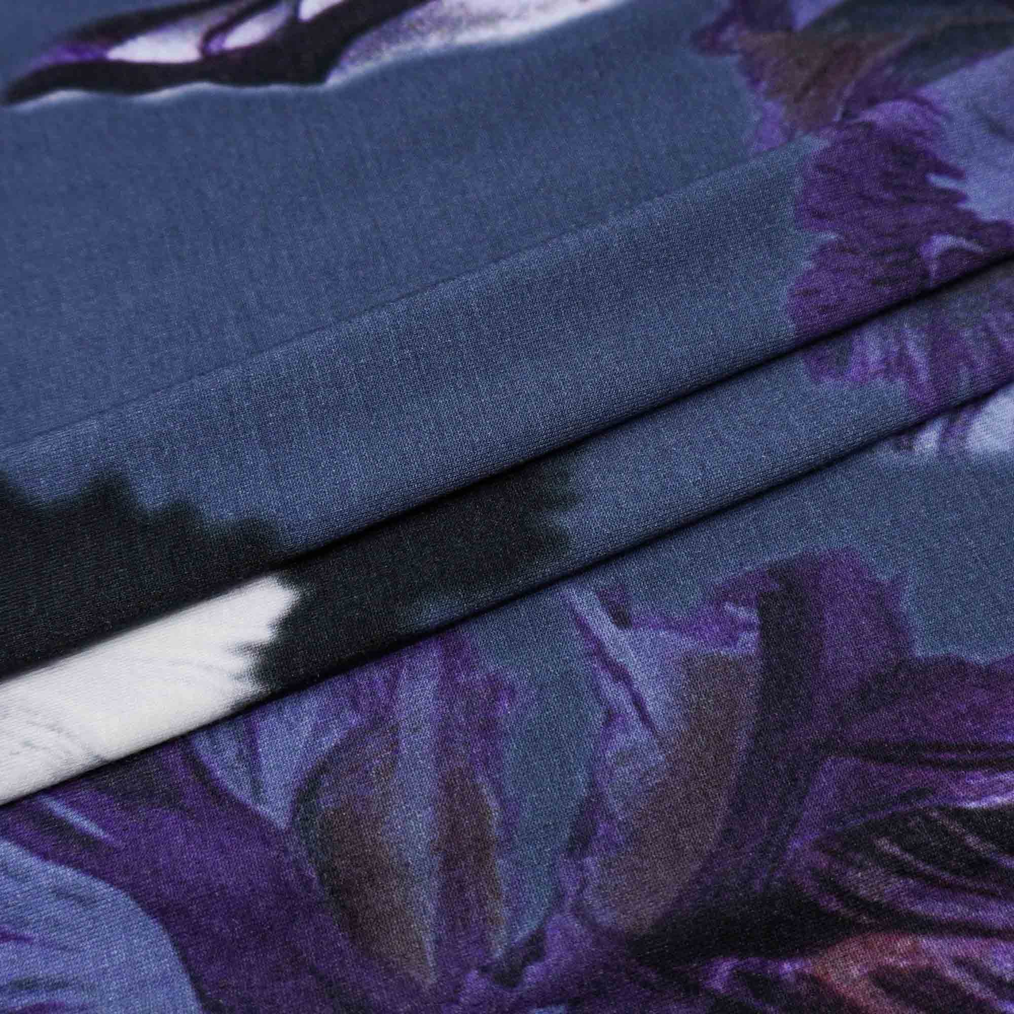 Tecido viscolycra azul marinho estampado floral (tecido italiano legítimo)