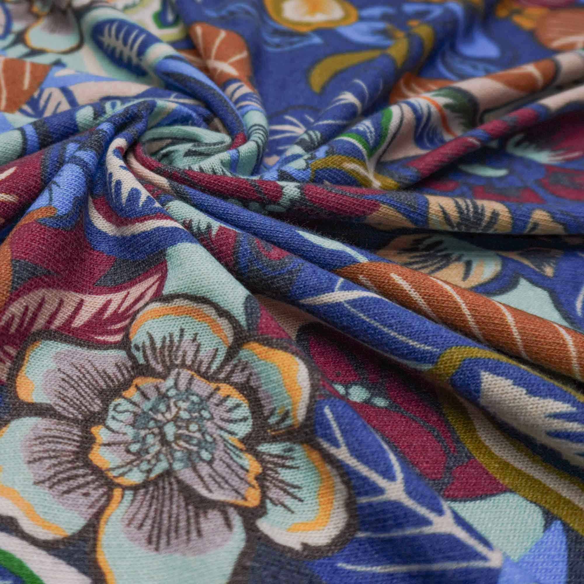 Tecido malha tricot estampado floral (tecido italiano legitímo)
