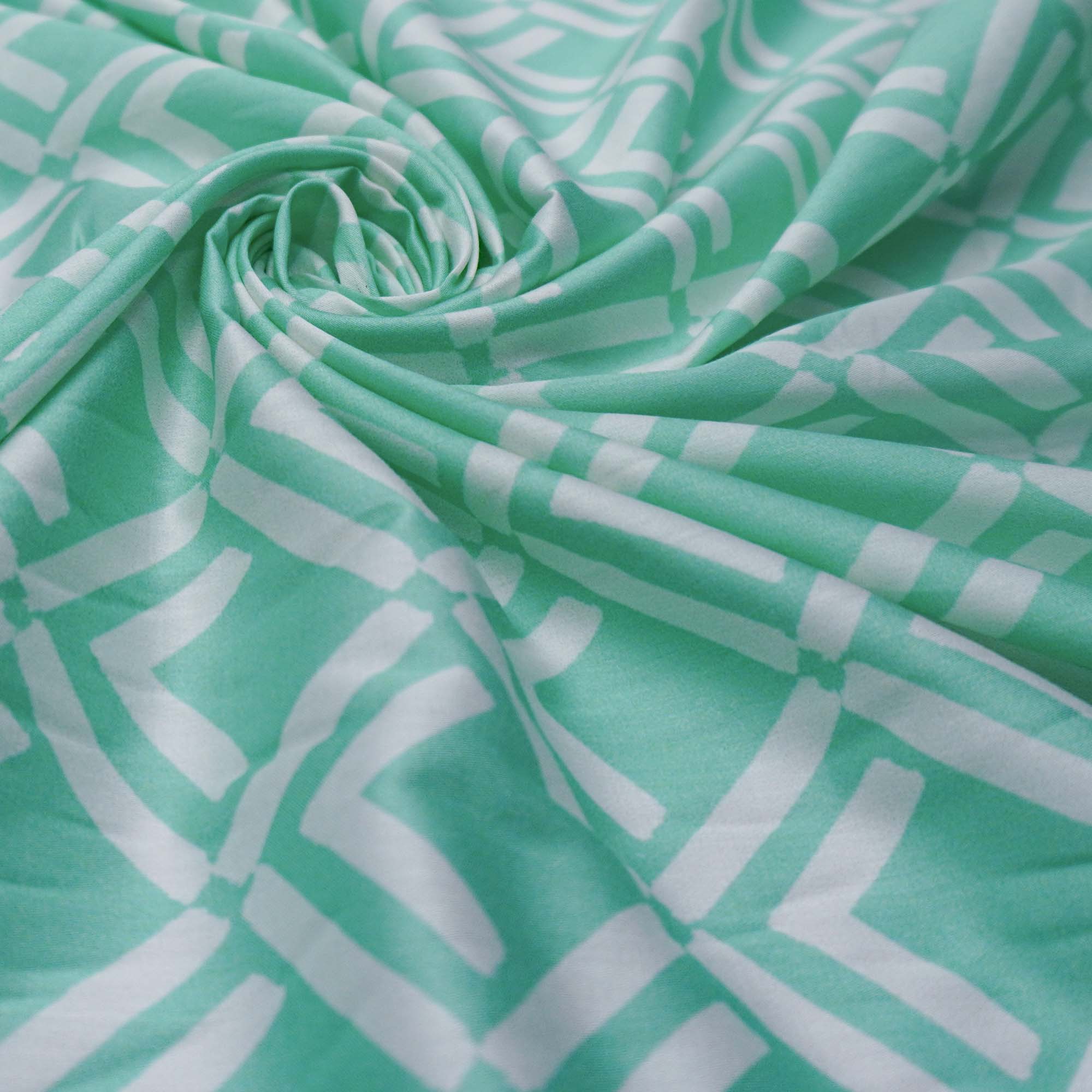 Tecido viscose estampado verde tiffany (tecido italiano legítimo)