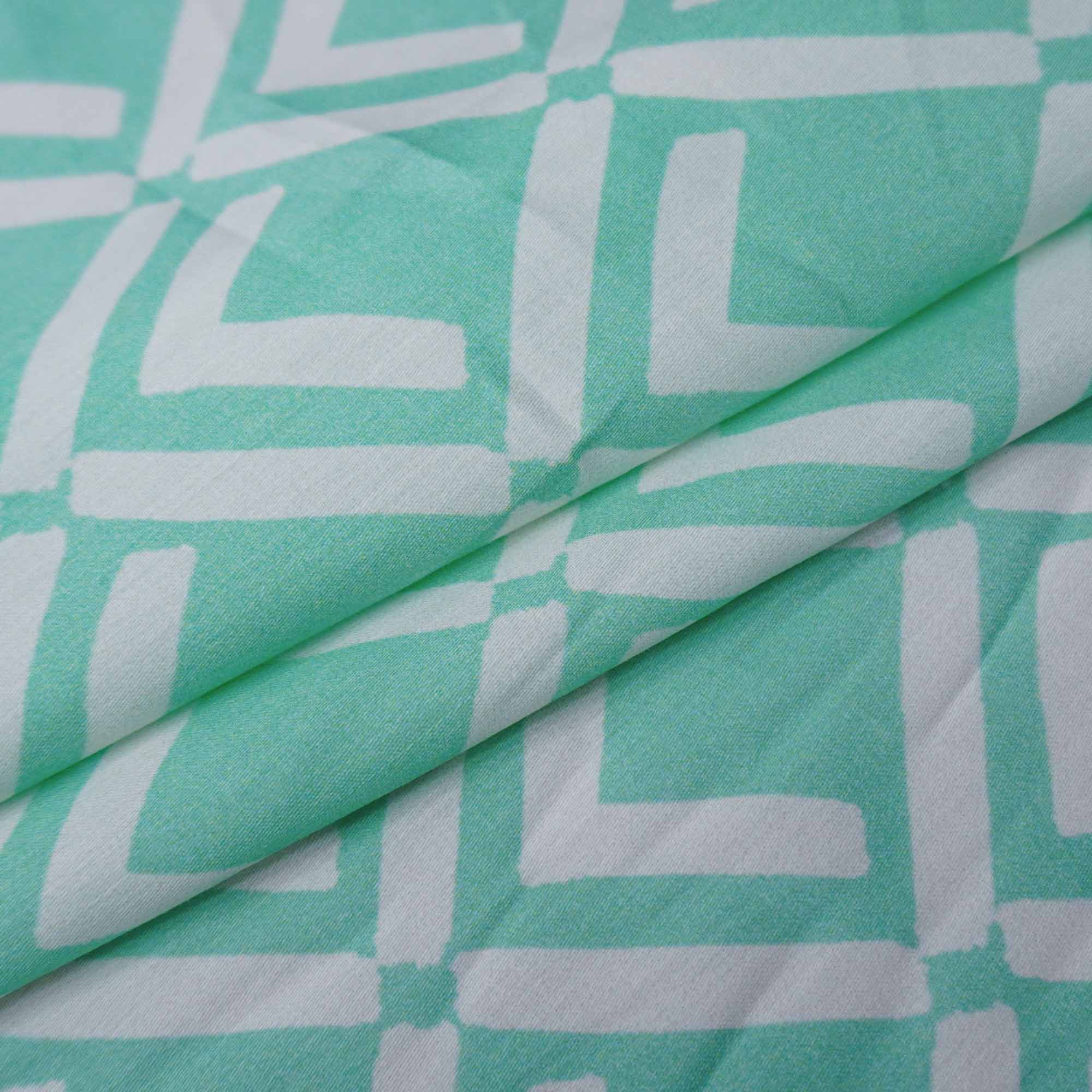 Tecido viscose estampado verde tiffany (tecido italiano legítimo)