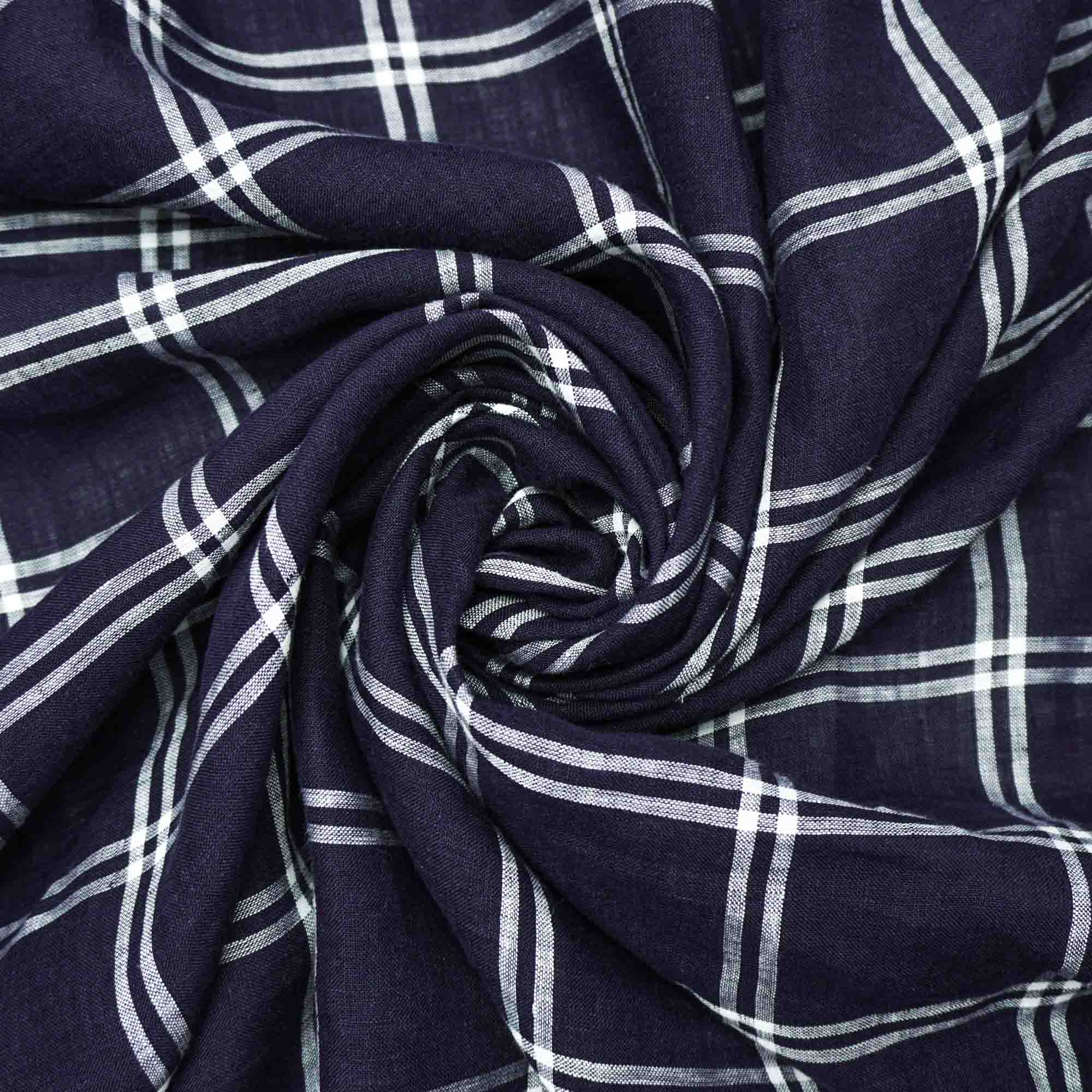 Tecido linho puro azul marinho xadrez (tecido italiano legítimo)