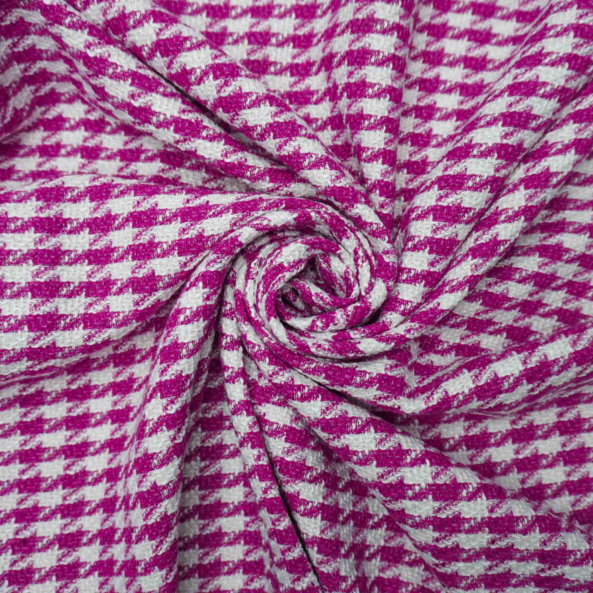 Tecido tweed pied poule pink/branco