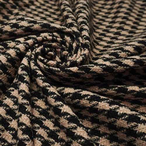 Tecido tweed pied poule nude/preto