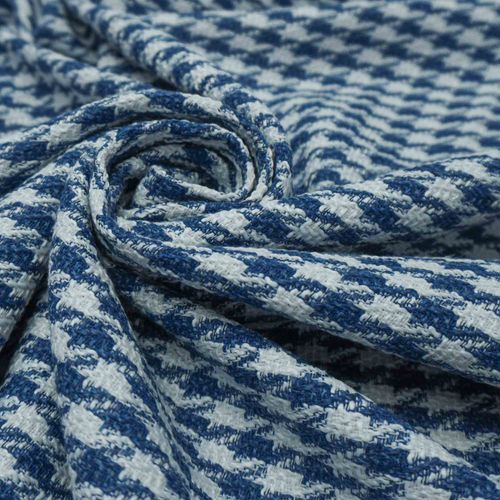 Tecido tweed pied poule azul/branco