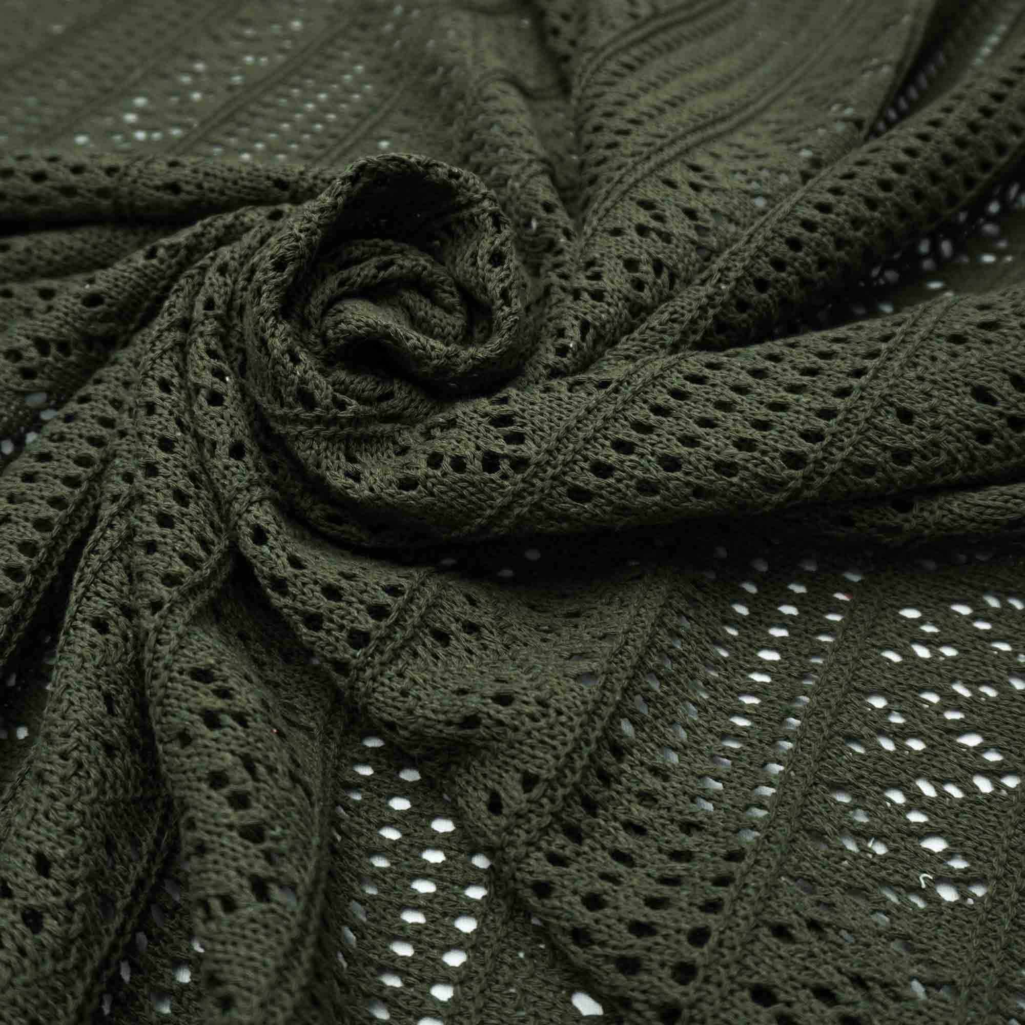 Tecido crochê verde oliva (outono/inverno)