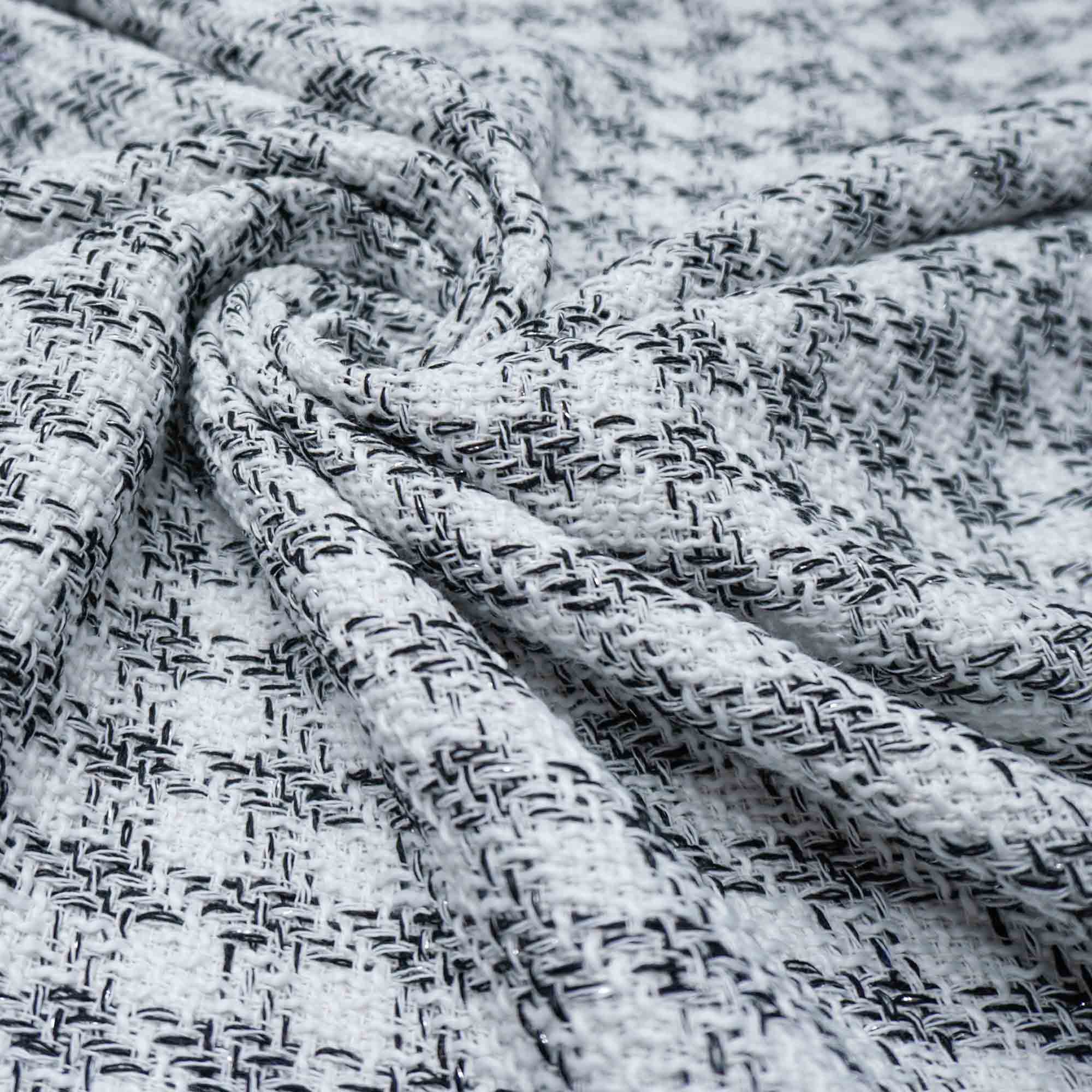 Tecido tweed branco/preto