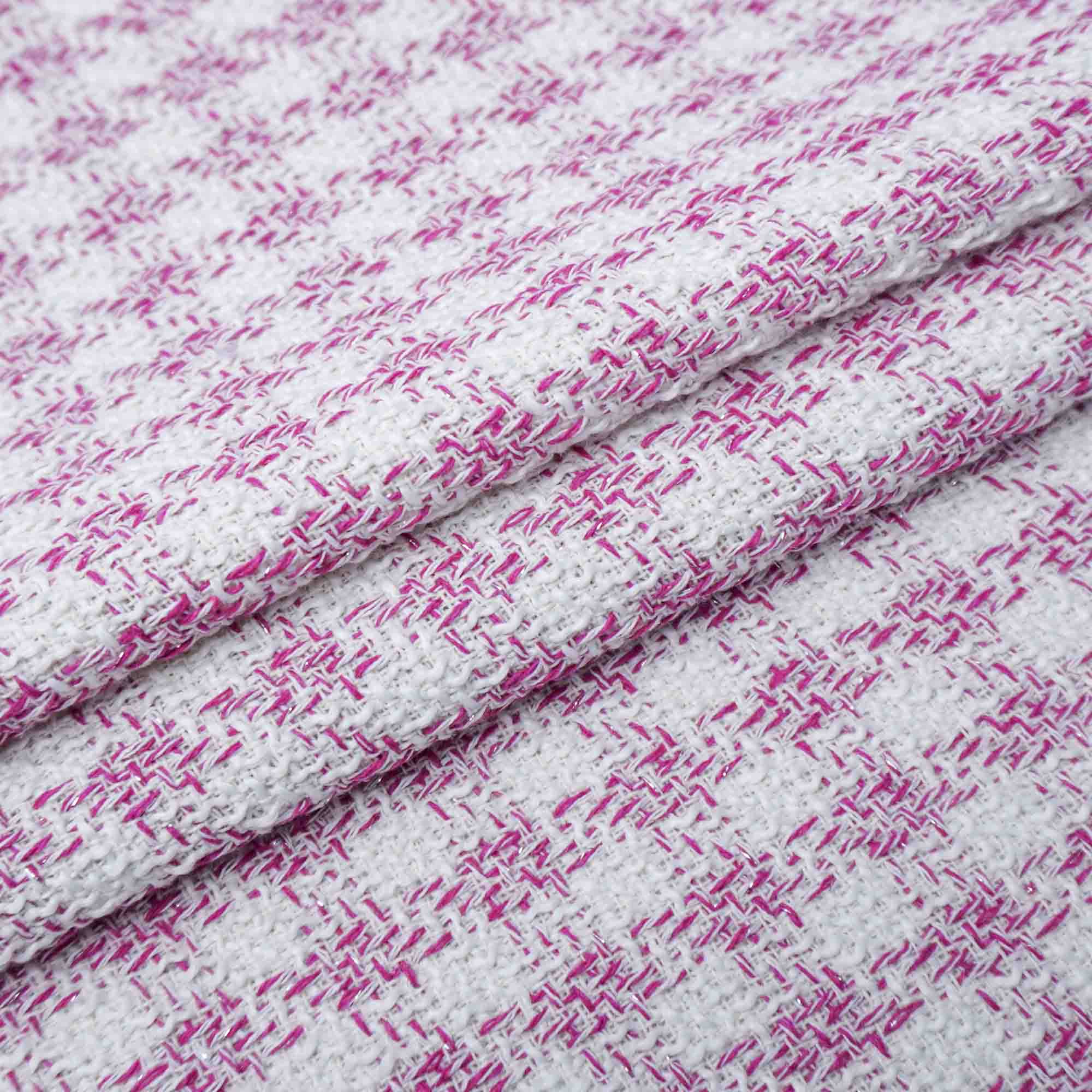 Tecido tweed pink/branco