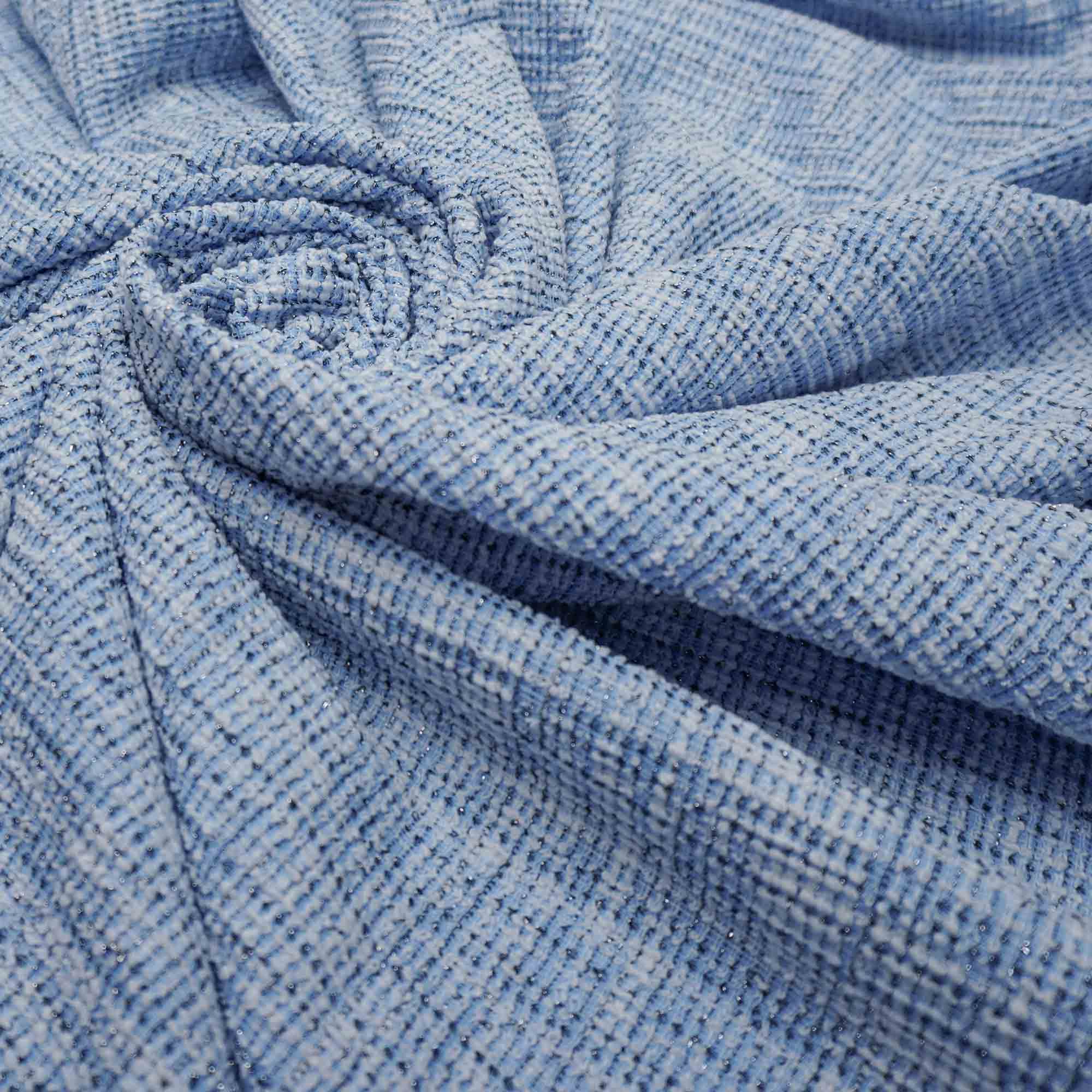 Tecido tweed malha azul bebê