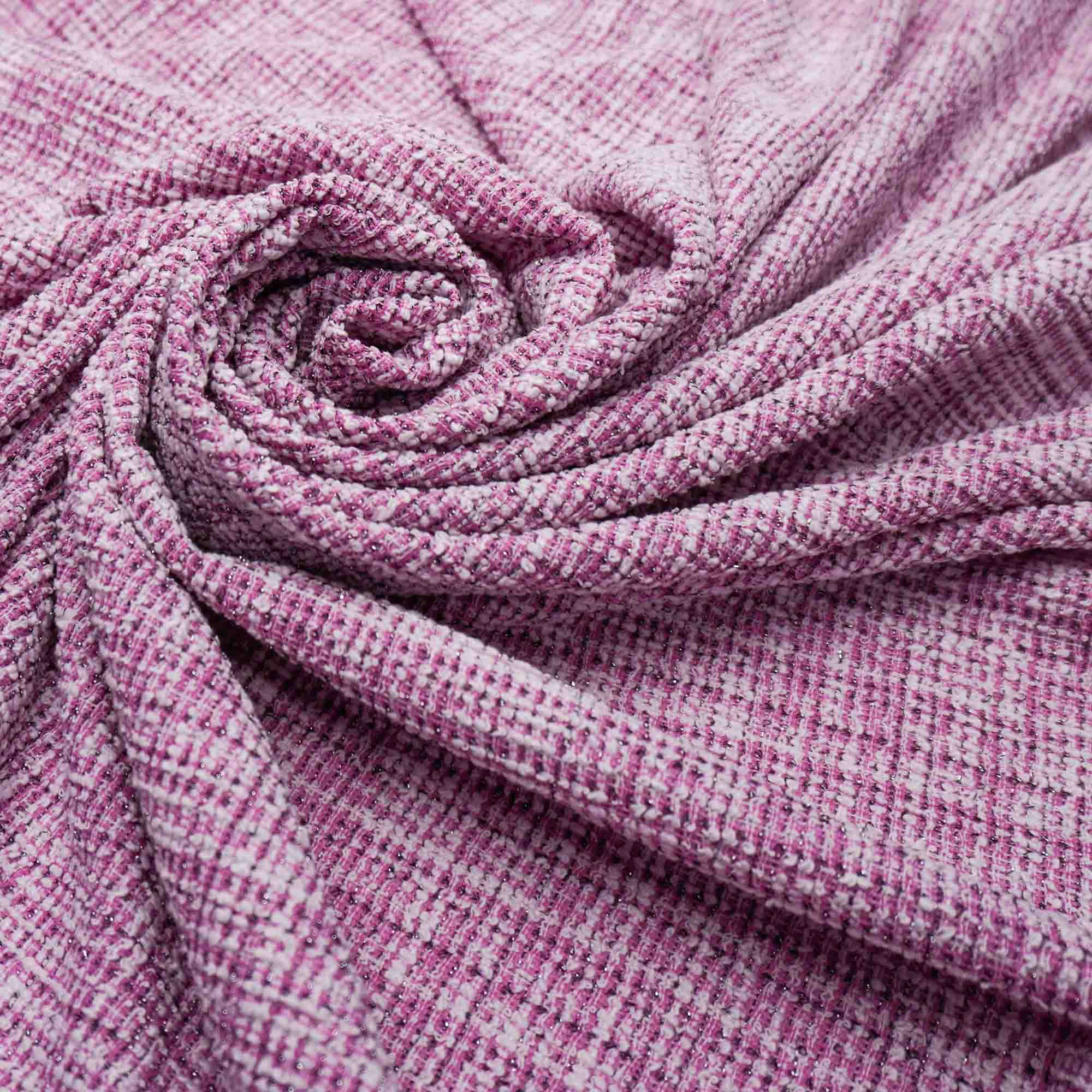 Tecido tweed malha rosa bebê