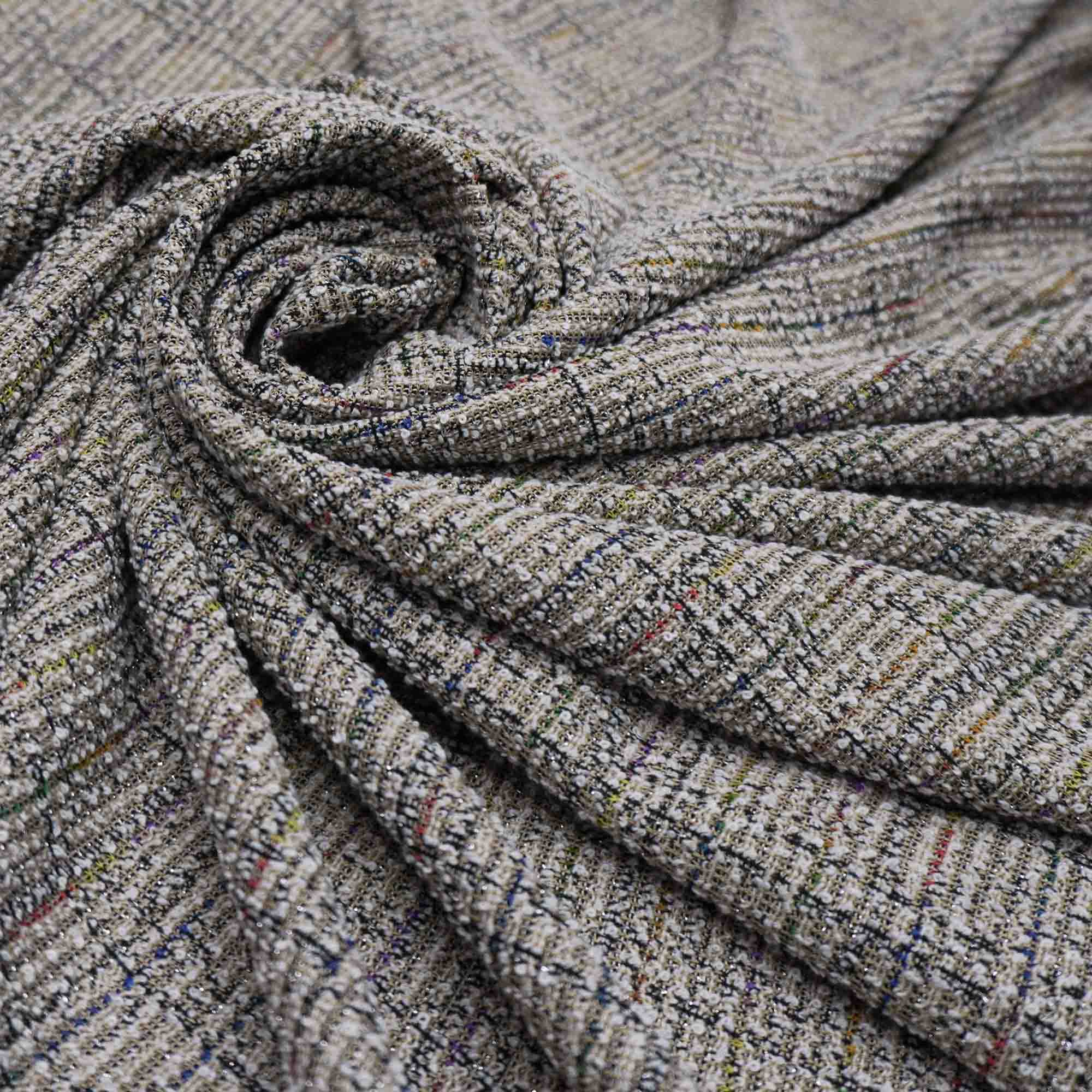 Tecido tweed malha nude fio multicolor