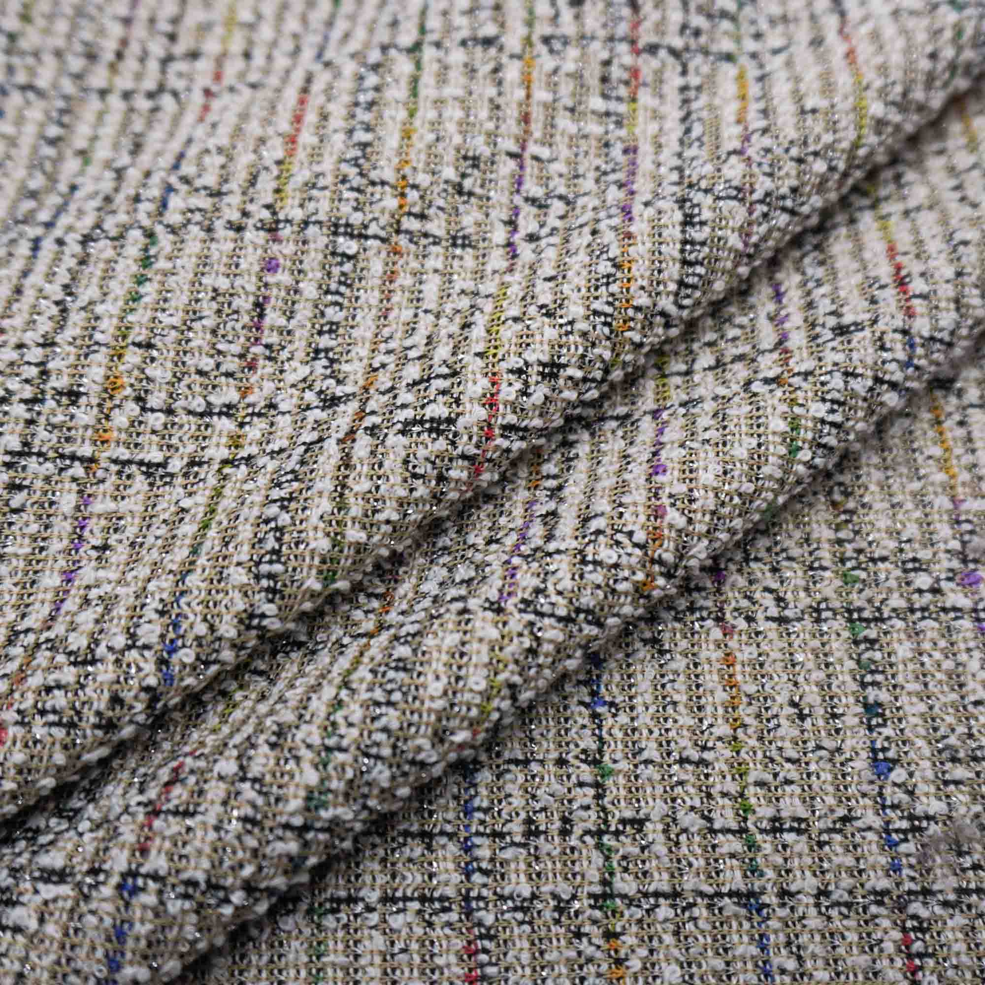 Tecido tweed malha nude fio multicolor