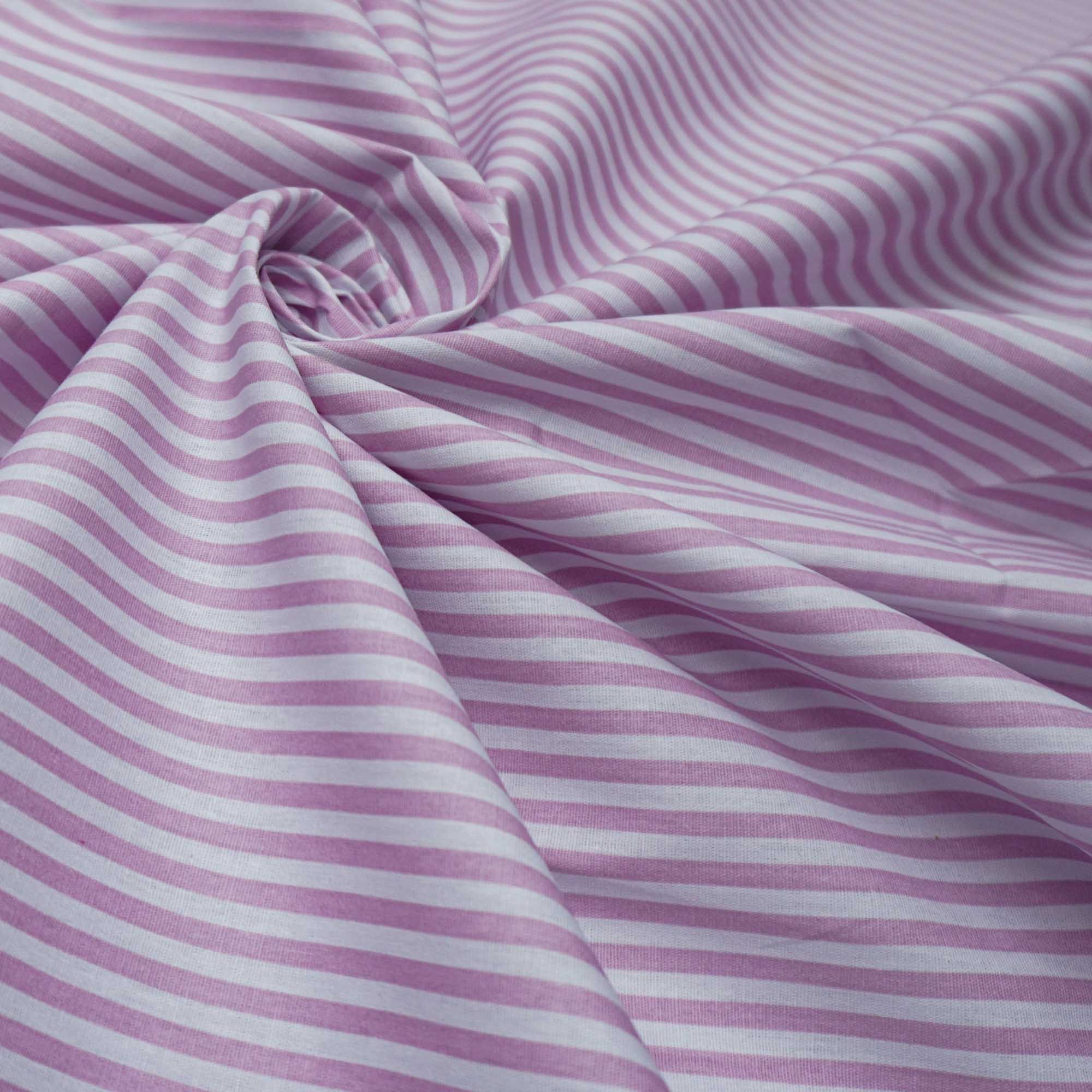 Tecido tricoline estampado listrado rosa/branco
