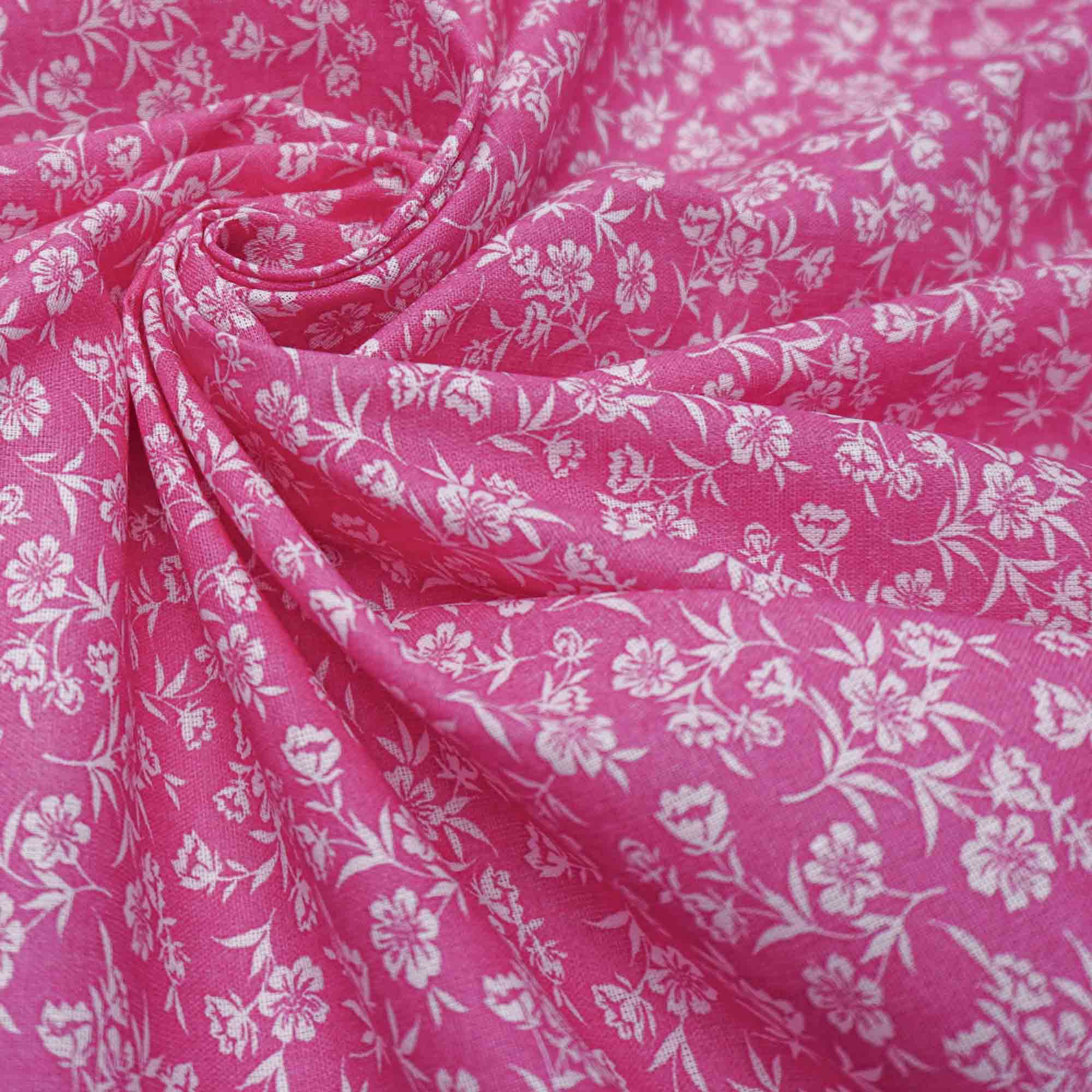 Tecido tricoline misto estampado floral rosa