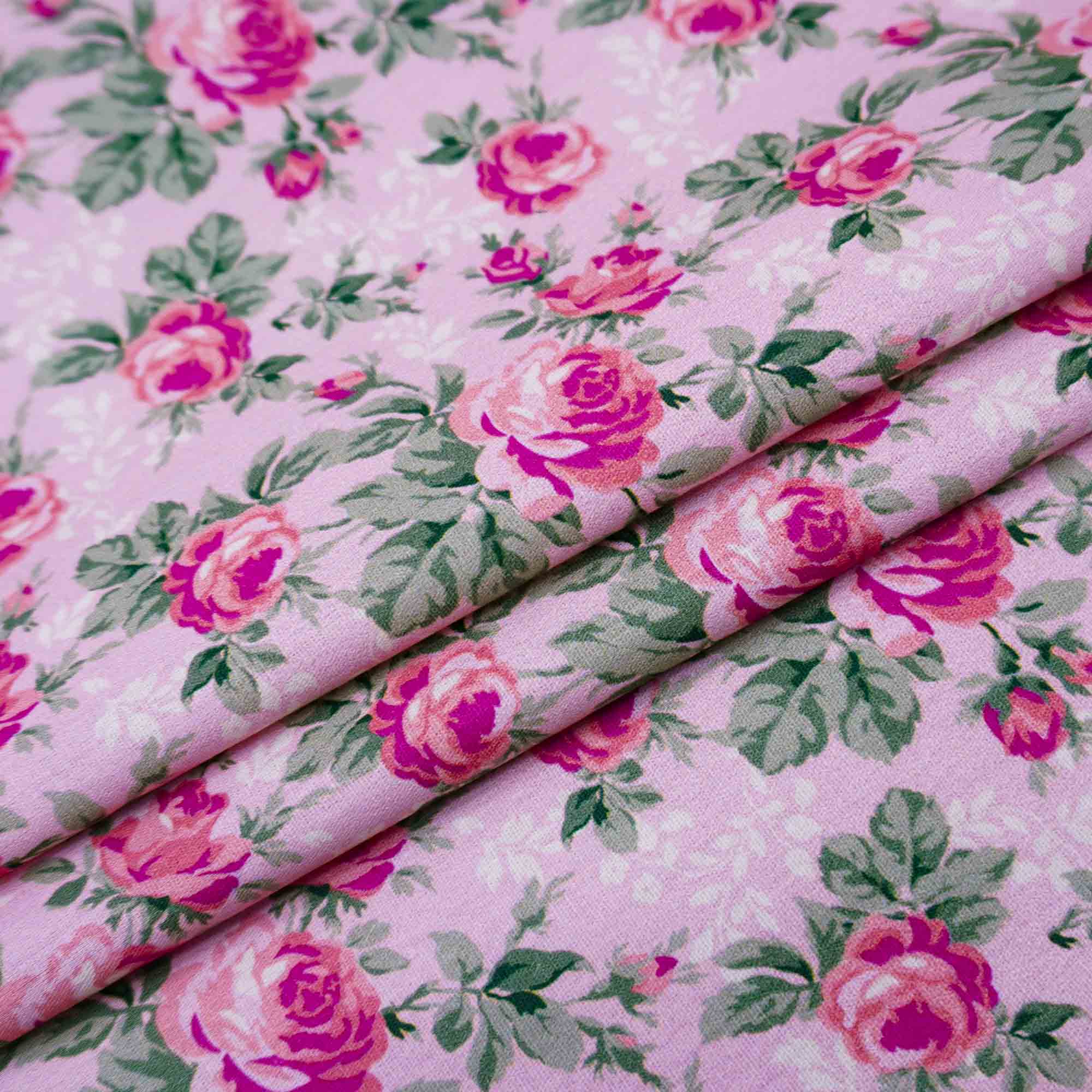 Tecido tricoline estampado floral rosê