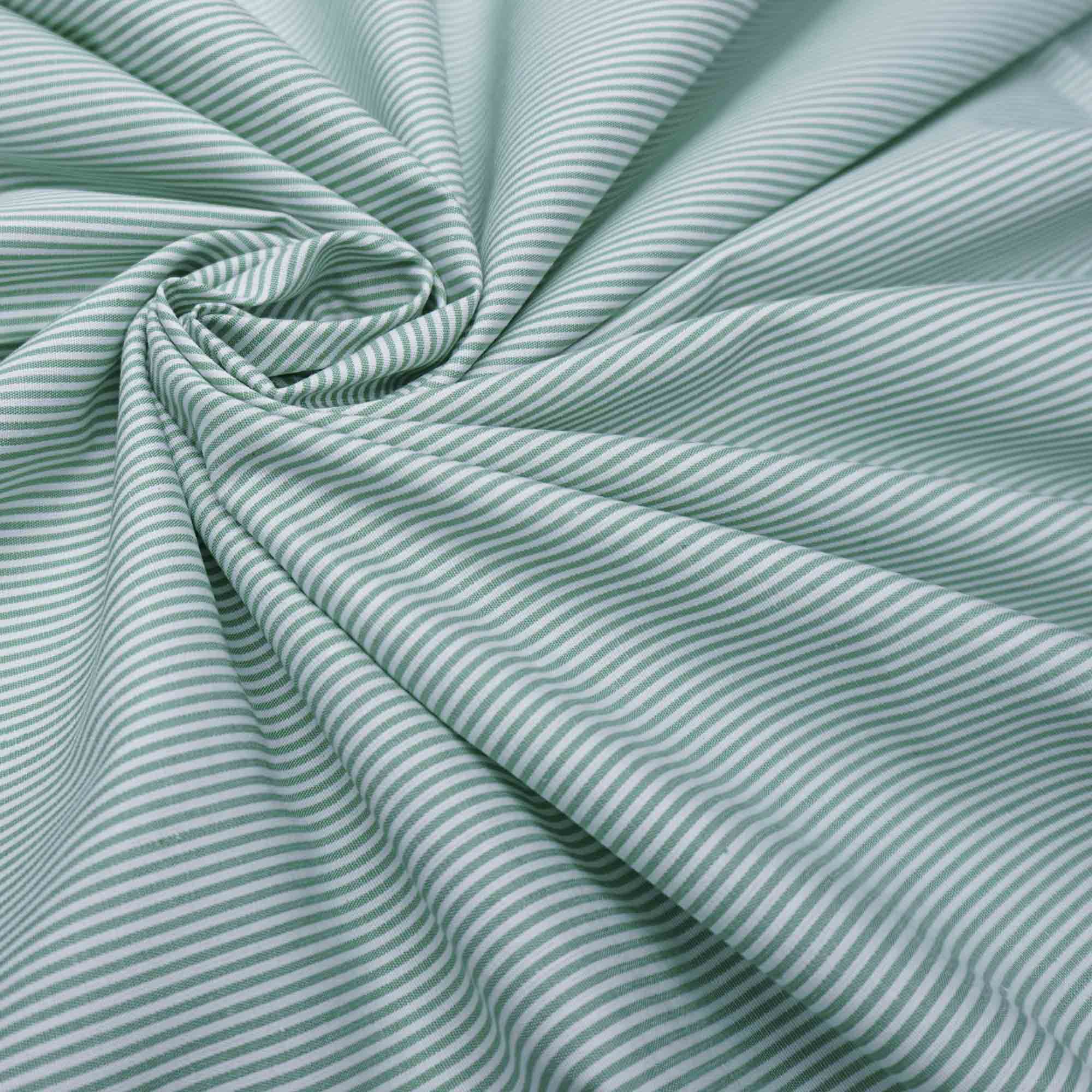 Tecido tricoline estampado listrado verde/branco