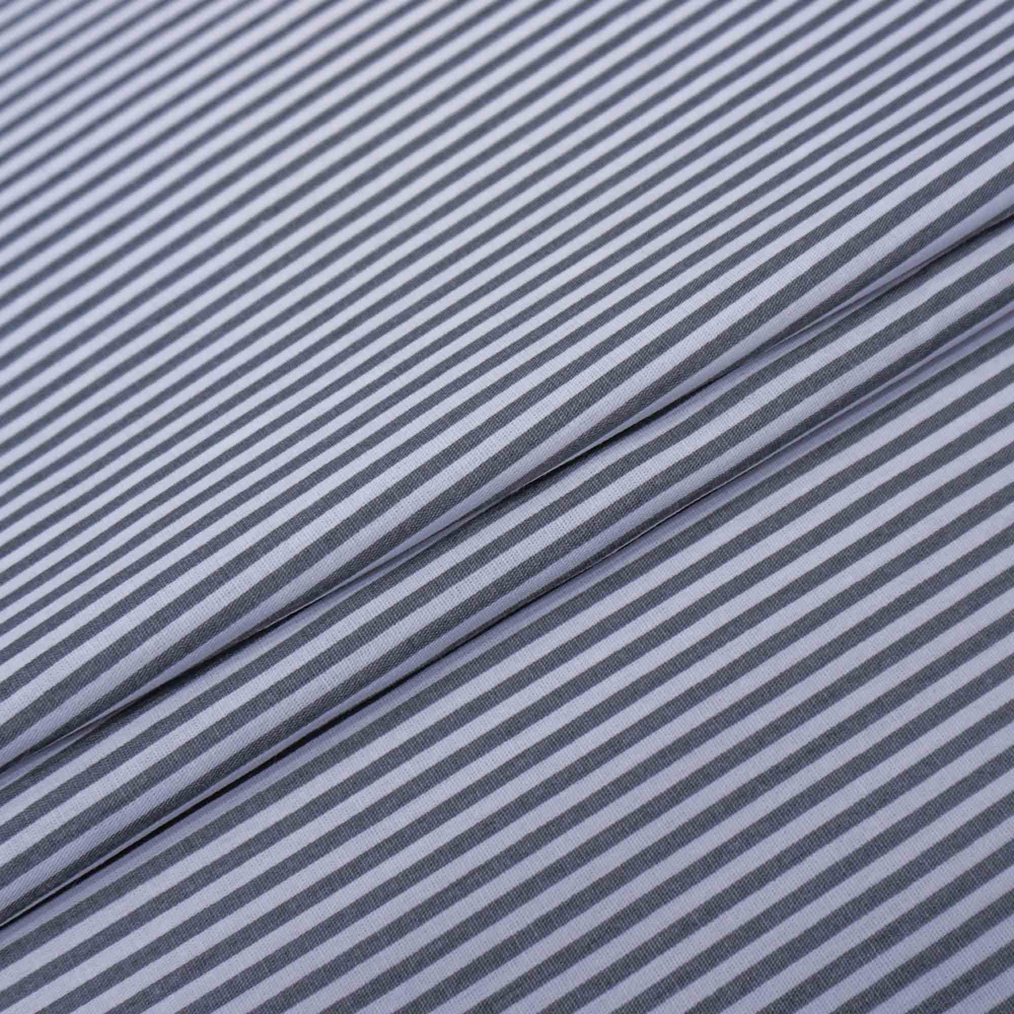 Tecido tricoline estampado listrado cinza/branco