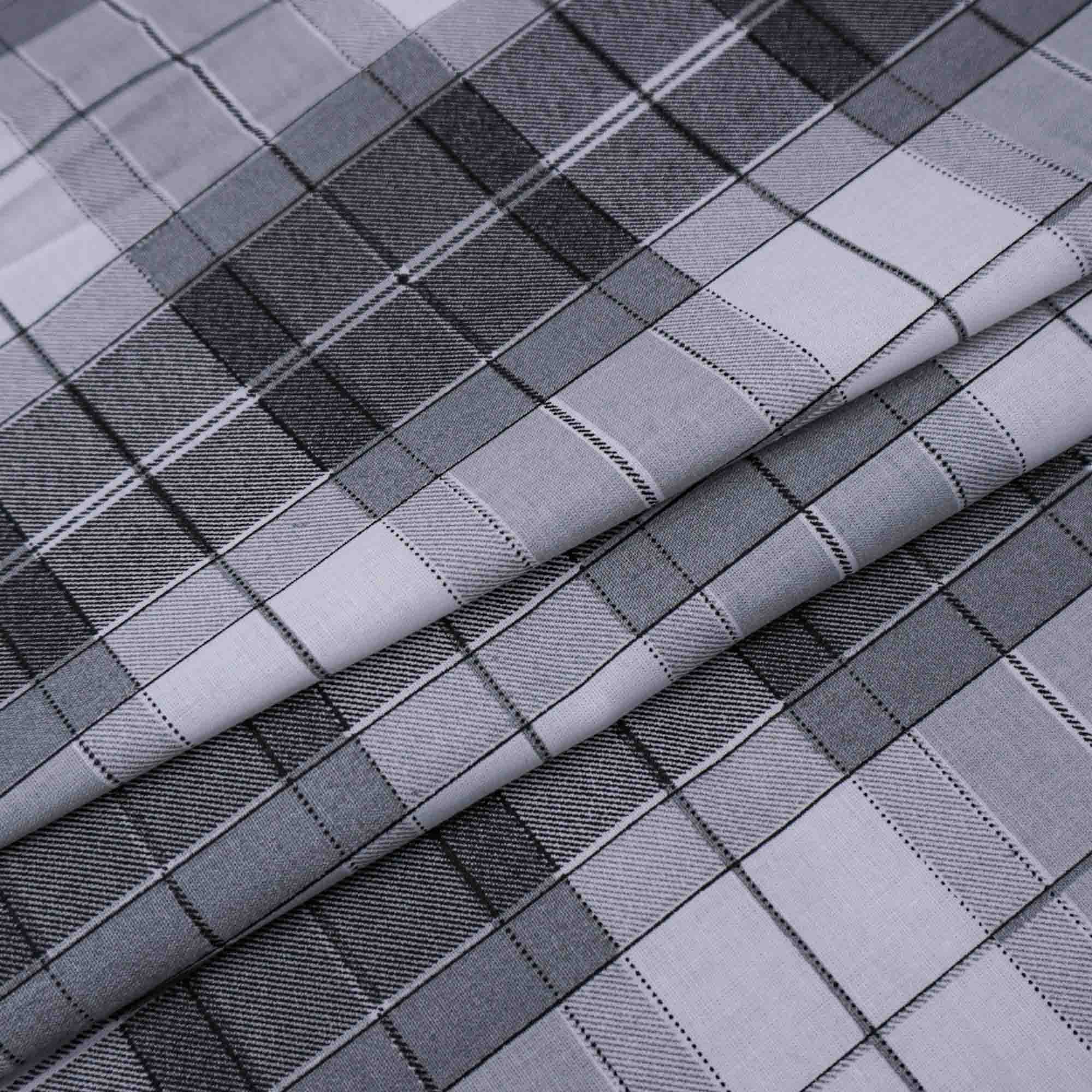 Tecido tricoline estampado xadrez branco/preto